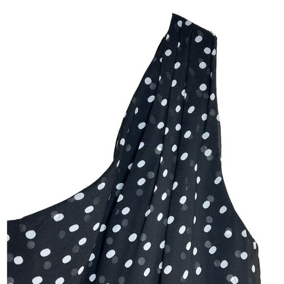 WHBM Asymmetric Dress Size 10 Black and White Polka Dot Twee Cocktail Preppy - Picture 6 of 10